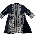 Johnny Was Embroidered Long Cotton Boho Duster Cardigan XL Black Festival Cozy Photo 0