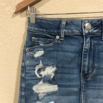 American Eagle  Outfitters AEO distressed medium blue wash high rise mini skirt Photo 1