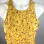 Hollister Yellow Floral Print Pleated Lace Trim High-Neck Peplum Tank Top Size M Photo 3