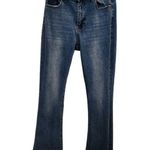 Ashley Mason  Blue Medium Wash Frayed Hem Stretch Casual Bootcut Jeans Size 7/28 Photo 0