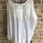 Ellison White Top Crochet Swimsuit Cover Up Large Photo 0
