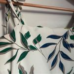 Monteau White and Green Botanical Tropical Print Sheath Mini Dress with Pockets Photo 2