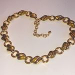 Vintage Gold Tone Retro Link Shimmer Enamel Boho Necklace Photo 6