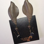 Jana Jewels Huge Brown Wooden Retro Boho Leaf Earrings Photo 1