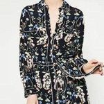 ZARA Pajama Style Floral Printed Tunic Shirt Dress Dark Navy Size Medium Photo 1