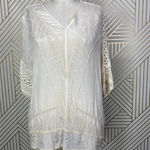 Sundance Swiss Dot Crochet Short Sleeve Top in‎ Cream Ivory Size US Small Photo 2