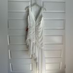 Mac Duggal  White Asymmetrical‎ Ruffled V-Neck Sleeveless Chiffon Dress Photo 8