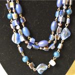 Source Unknown Lovely Triple Layer Shades Of Blue Coral/Glass Beads Silver Tone 18" Necklace Photo 1
