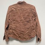 Cre8tions Single Embroidered Med Snap Button Down Top Western Country Academia Brown Photo 6