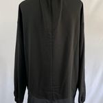 Alfani New  Mock Neck Long Sleeve Top Knit Trim High Neck Woven Blouse Black Photo 9