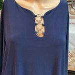 Ny Collection Navy long sleeve Relaxed Blouse PXL Photo 4