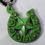 Boho Southwestern Green Horseshoe Pendant Necklace and Earrings Set Cowgirl Photo 2