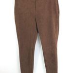 CHAPS Women's Pants Skinny Leg High Rise Side Zip Stretch Faux Suede Brown L Photo 0