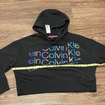 Calvin Klein NWT Performance Womens Cropped Hoodie With Iridescent Logo Black XL Photo 7