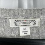 Aphorism Cable Knit Sweater Crewneck Grey White Stripe Medium Photo 2