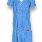 Vintage California Gold Rush Denim Midi Dress Short Sleeve Button Front Vneck Blue Size M Photo 0