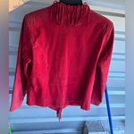 Dialogue RARE  Washable Leather Fully Lined Jacket w/ Fringe RED sz Medium Photo 2