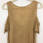 LA Made New  Cold Shoulder V-Neck Alexa T-Shirt Ribbed Knit Bronze Photo 12