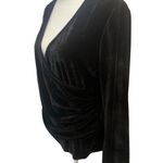 NWT Sexy Black Velvet Faux Wrap Blouse Med Whimsigoth Witchy Office Siren Corp Photo 1