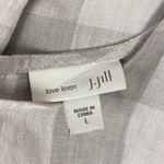 J.Jill 100% Linen Gray & White Plaid Checkered Gingham Sleeveless Top L Photo 3