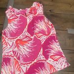 Southern Frock  Pink Bold Floral Ruffle Sleeveless Top Preppy Palm Beach Bright Photo 3