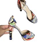 LK Bennett L.K. Bennett Selina Peep Toe Multicolor Patterned Heels Size: 39 Photo 0