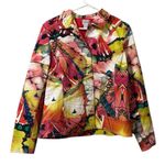 Chico's  Women Jacket Suze 1 Orange Floral Snap Front Colorful Classic‎ Business Photo 0