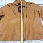 rpym‎ Faux Leather Moto Jacket Tan Brown Studded Accents Full Zip [Size XL] Photo 6