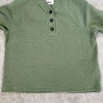 Madewell Women’s MWL Textured Waffle V-Neck Henley Sweatshirt in Faded Palm M Photo 4