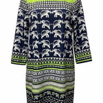 Crown & Ivy  print dress. Size 4. Neon green and navy Photo 0