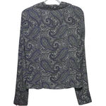 Tailor by B. Moss Women's Blue Black White Paisley Long Sleeve Button Up Blouse‎ Photo 1