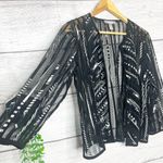 Chico's Black & White Sheer Ribbon Trim Blazer Jacket Size Medium Classy Dressy Photo 1