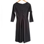 Anthropologie  Modcloth Ponte Dress Swing Fit & Flare Black V-Neck 3/4 Sleeve M Photo 5