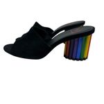 YRU Rainbow Road Slide Sandal Heels Black Suede Size US 9 Photo 10