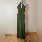 Jovani  89892 olive green gold studs jersey cutout halter mermaid dress NEW 4 Photo 8