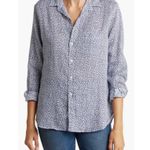 NWOT Frank & Eileen Shirt Small Eileen Linen Swallow Tail Bird AOP Print Navy Blue Photo 0