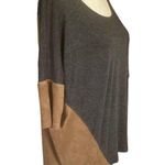 Drew women's size S oversized dark gray black and brown casual top suede Photo 2