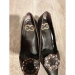 ESCADA Vintage Rare Brown Jeweled Pointed Toe Kitten Heels Size 6.5 Photo 5