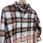 Women’s Hand bleached plaid farmhouse festival fall flannel shirt White Photo 1