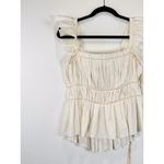 Free People  Womens Top Beige Claude Corset Blouse Peplum Cottagecore Boho Medium Photo 4