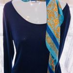 Silk scarf blue and gold satin women’s 100 colors Photo 1