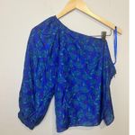 Veronica Beard  Lyric One-Shoulder Top Cobalt Multi Women's Size 12 NEW Photo 2