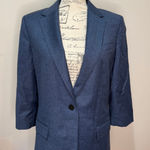 Theory  Women's Blue 100% Wool Sleek Flannel Staple Blazer Jacket Size‎ 10 Photo 0