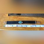 Natural Sleeping Beauty Turquoise Leather Arrow Bracelet Black Photo 7