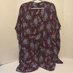 Angie Burgundy and Blue Floral Kimono
Open Front Short Sleeves FITS UP TO XL Photo 7