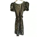 Love Shack Fancy Black And Gold Metallic Mercy Mini Dress in Midnight Vine Photo 2