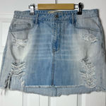 Hollister  Light Blue High Rise Distressed Denim Mini Skirt Size 15 Waist 32 Photo 0