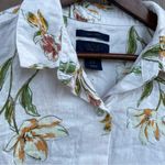 Rachel Roy Rachel Womens Shirt Cream Floral Button Up Boxy Linen Size Medium Photo 6