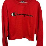Champion  red cropped sweatshirt size large Photo 0