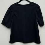 ZARA  Gathered Sleeve Shirt Medium  Blouse Black T-Shirt Textured Knit Basic Photo 1